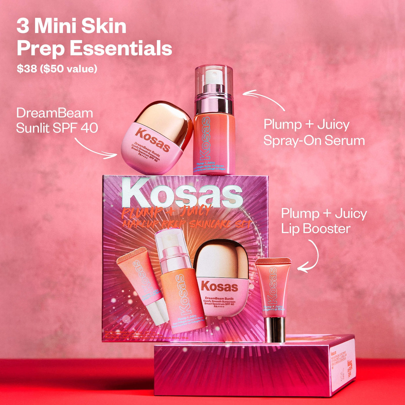 Kosas
Plump + Juicy Makeup Prep Skincare Set