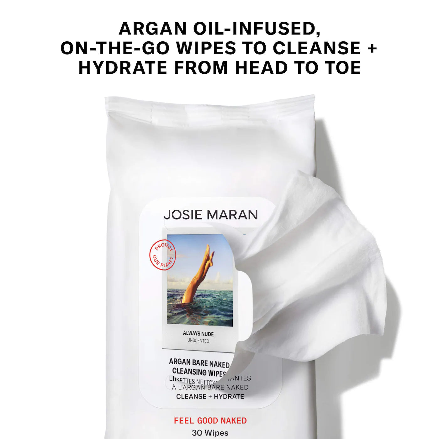 Josie Maran Argan Bare Naked Cleansing Wipes 30 ct (pre-order)