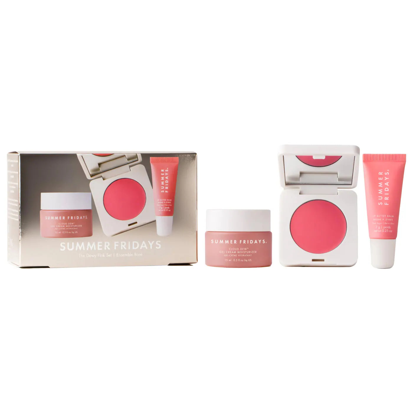 Summer Fridays
The Dewy Pink Set with mini Lip Butter Balm in Pink Sugar