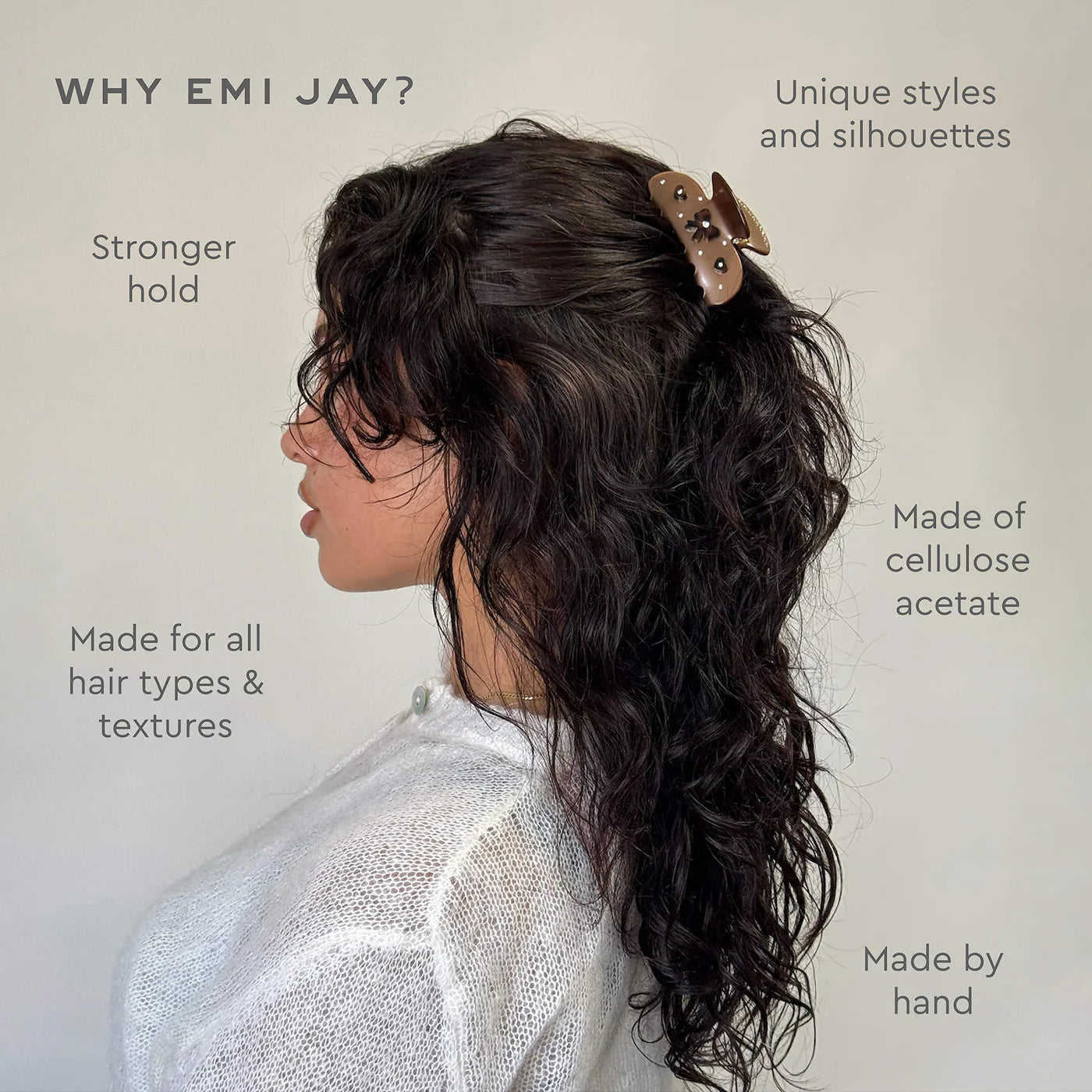 Emi Jay
Sweetheart Hair Claw Clip in Cocoa Cashmere