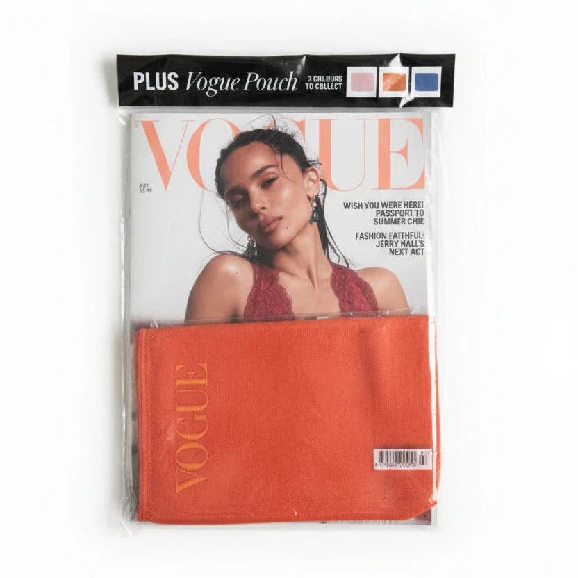 British Vogue Magazine July 2026 Zoë Kravitz Cover + Orange Vogue Pouch