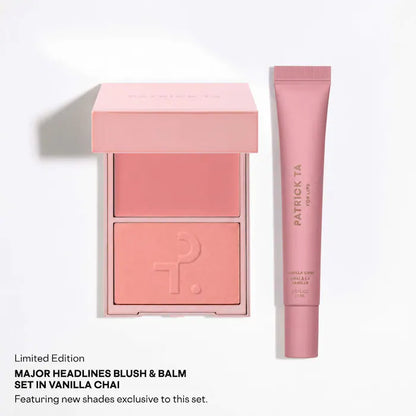 PATRICK TA 
Major Headlines Double-Take Crème & Powder Blush Duo & Lip Balm Makeup Gift Sets