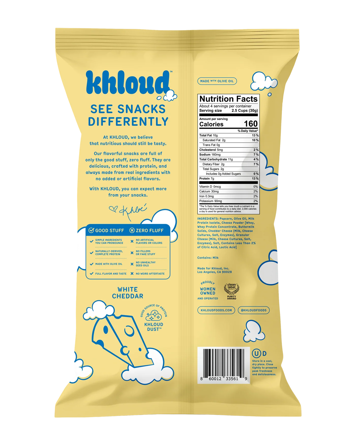 Khloud WHITE CHEDDAR PROTEIN POPCORN