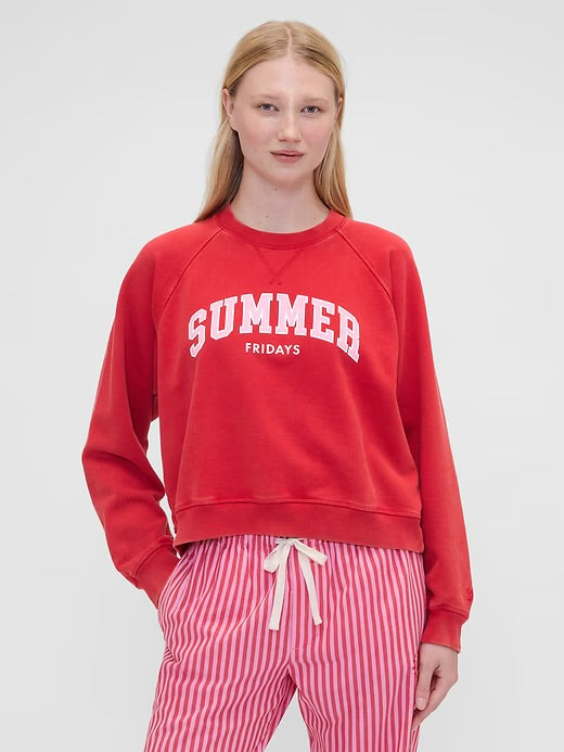 Gap × Summer Fridays Oversized Raglan Logo Sweatshirt (RED)