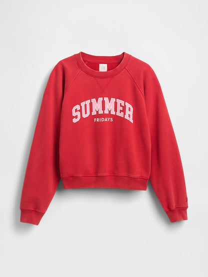 Gap × Summer Fridays Oversized Raglan Logo Sweatshirt (RED)