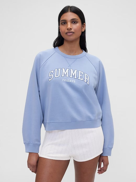 Gap × Summer Fridays Oversized Raglan Logo Sweatshirt (BLUE)