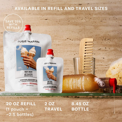 JOSIE MARAN 
Hydrating + Cleansing Argan Refillable Body Wash