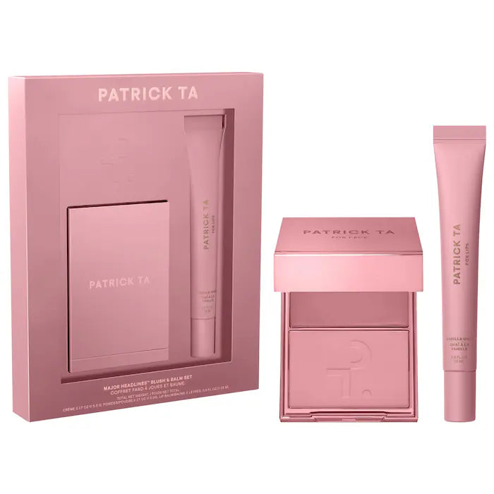 PATRICK TA 
Major Headlines Double-Take Crème & Powder Blush Duo & Lip Balm Makeup Gift Sets