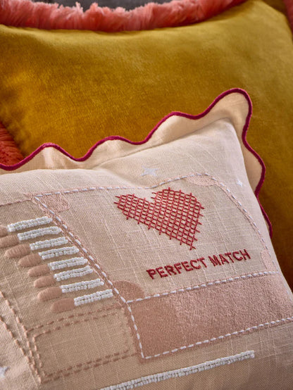 Pink 30 X 40cm Valentines Embroidered Perfect Match Cushion