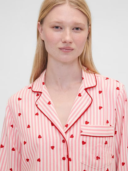 Gap × Summer Fridays Relaxed Flannel Hearts PJ Shirt