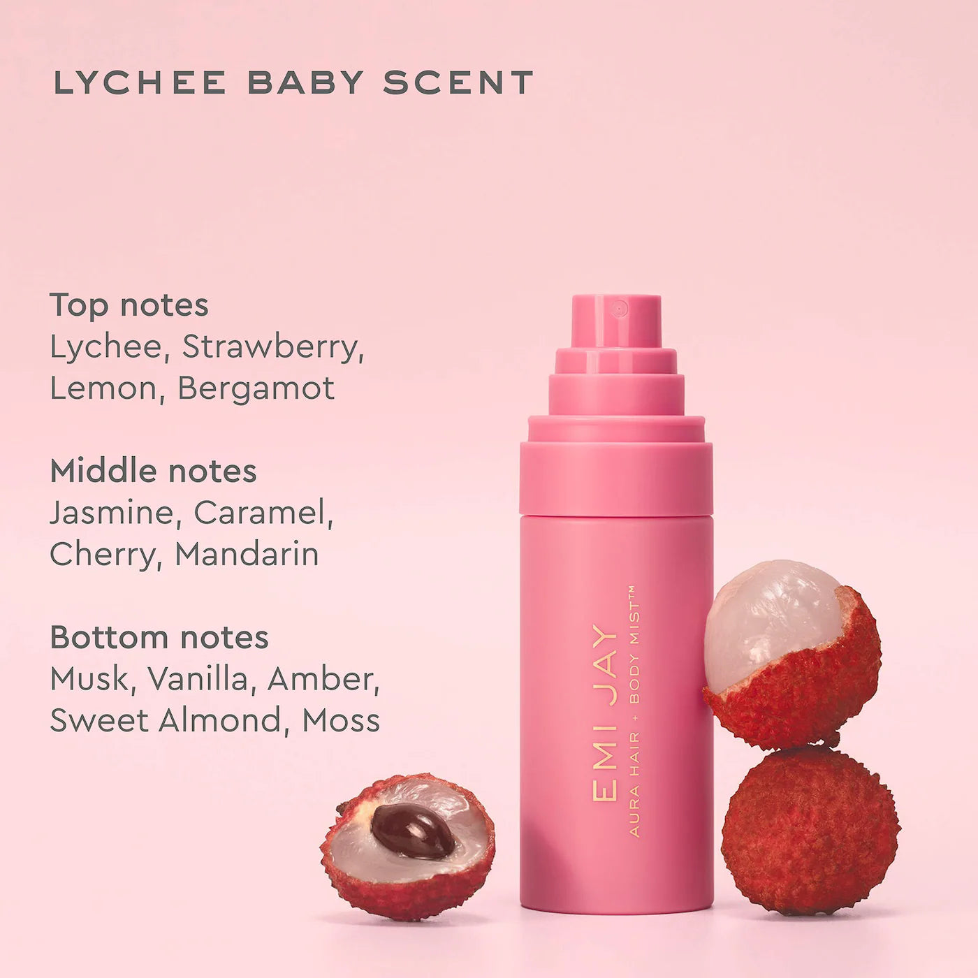 Emi Jay 
Aura Hair & Body Fragrance Mist in Lychee Baby with Lychee, Cherry, & Vanilla