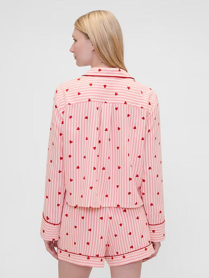 Gap × Summer Fridays Relaxed Flannel Hearts PJ Shirt