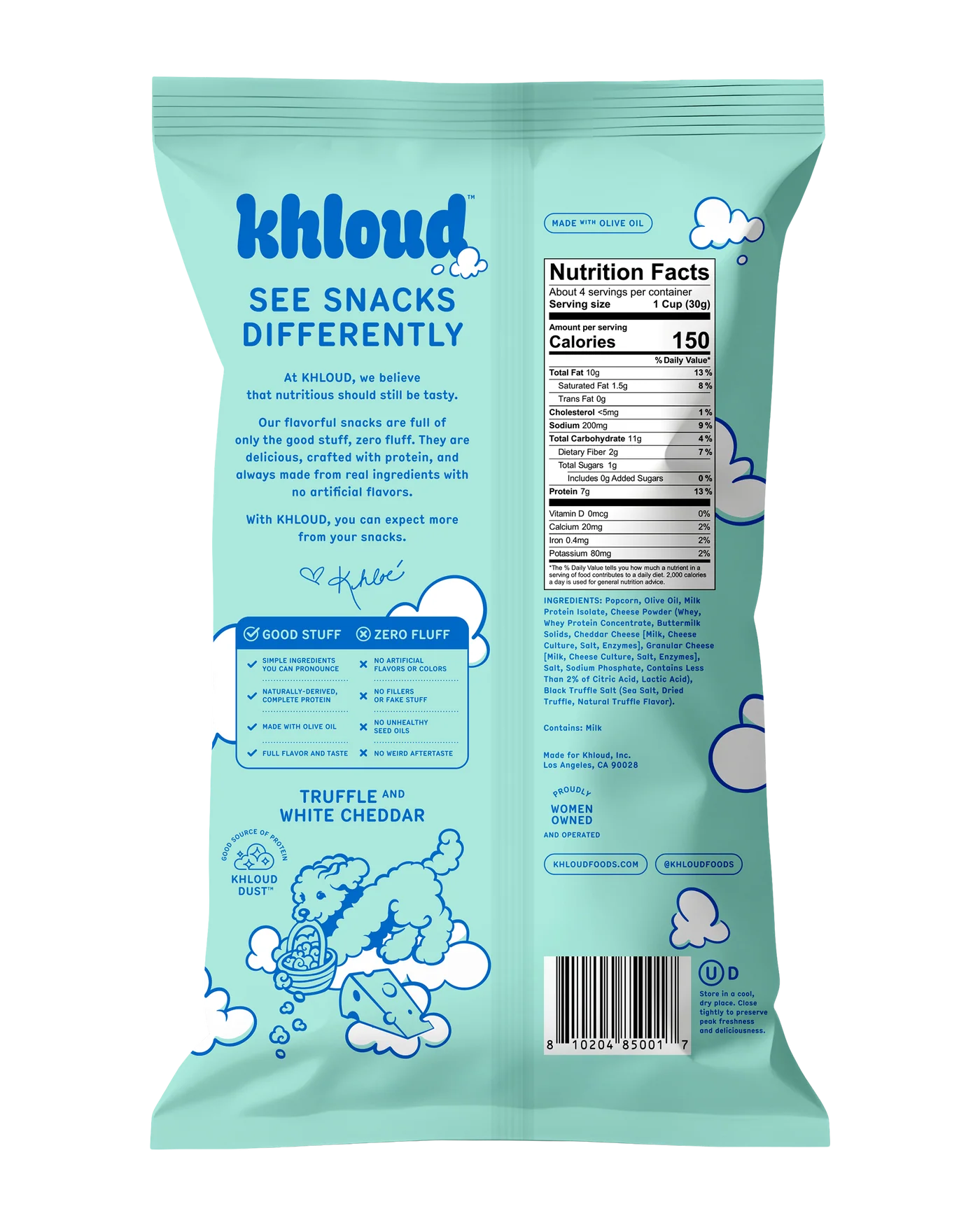 Khloud TRUFFLE AND WHITE CHEDDAR PROTEIN POPCORN