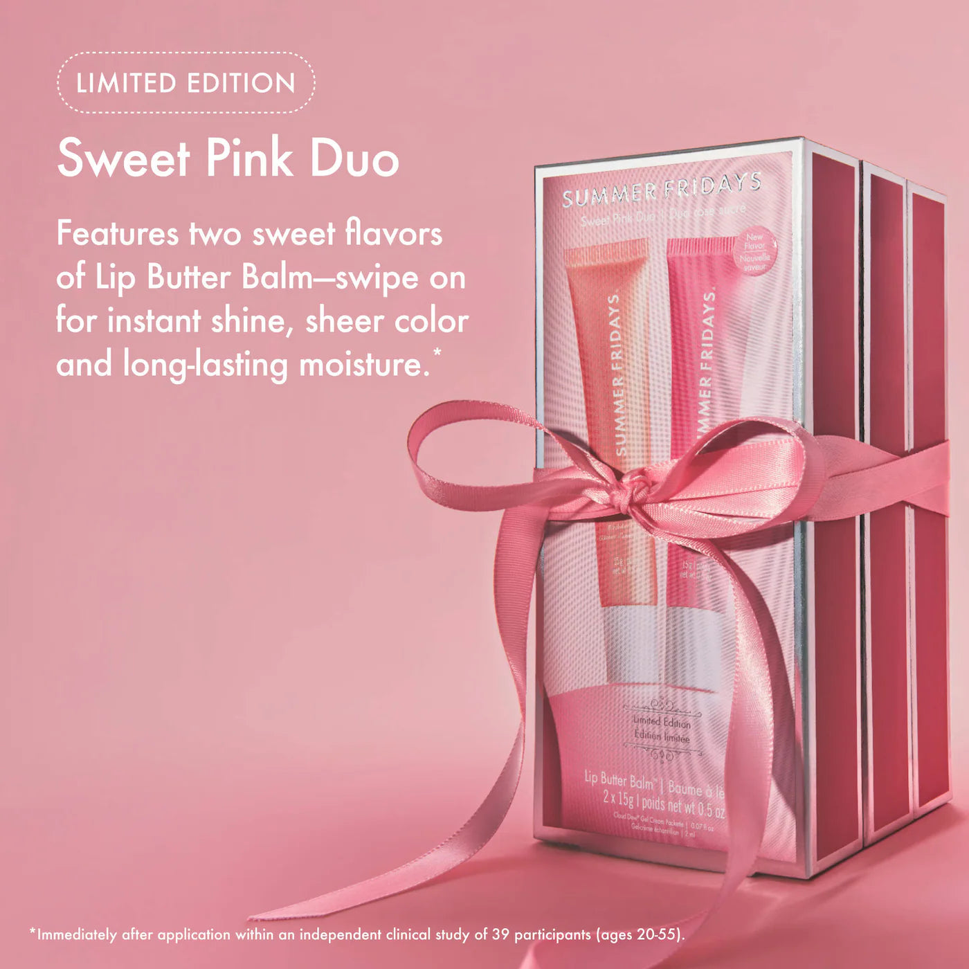 Summer Fridays 
Sweet Pink Duo with Birthday Cake + Strawberry Soft Serve Lip Butter Balm