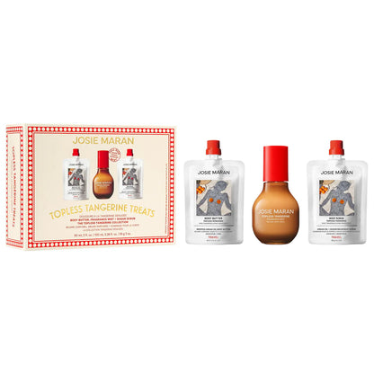 Josie Maran 
Topless Tangerine Treats Body Butter, Fragrance Mist, Sugar Scrub Gift Set