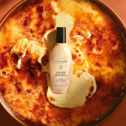 L'Occitane 
Amande Crème Brûlée Hair & Body Fragrance Mist with Almond + Vanilla Notes