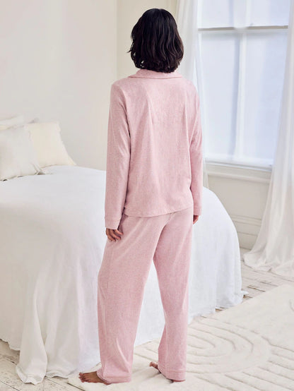 Pink Scallop Edge Pyjamas Set