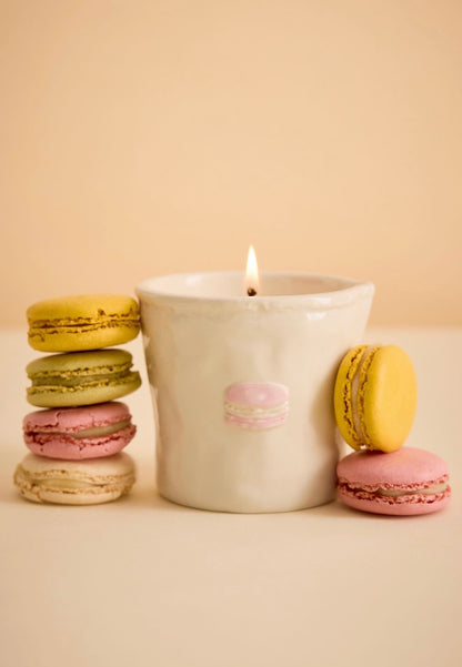 Paddywax Bistro Amber & Pistachio Macaron Ceramic Candle