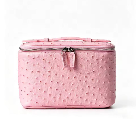 Ostrich pattern makeup bag