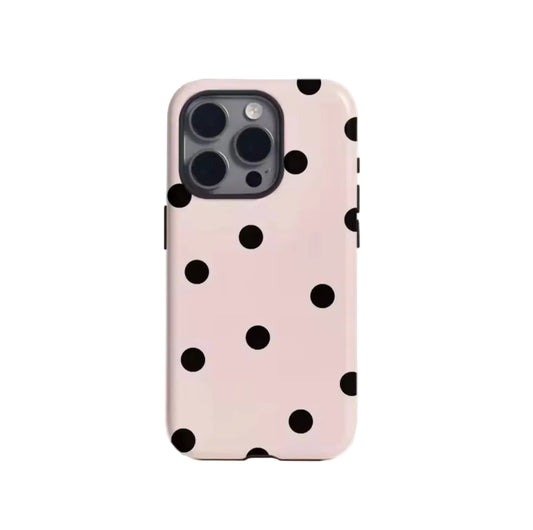 Pink and Black Polka Dots Phone Case
