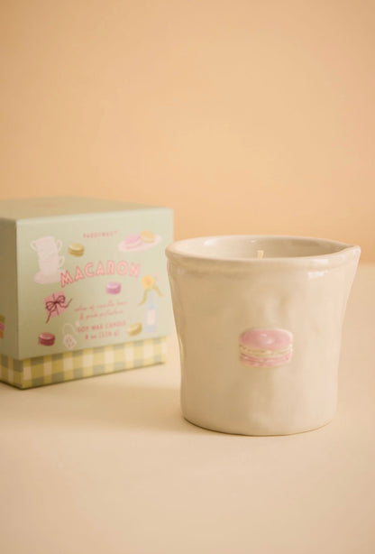 Paddywax Bistro Amber & Pistachio Macaron Ceramic Candle