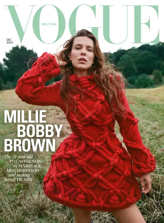 Vogue UK magazine December 2025 Millie Bobby Brown + Vintage Vogue 2026 Diary