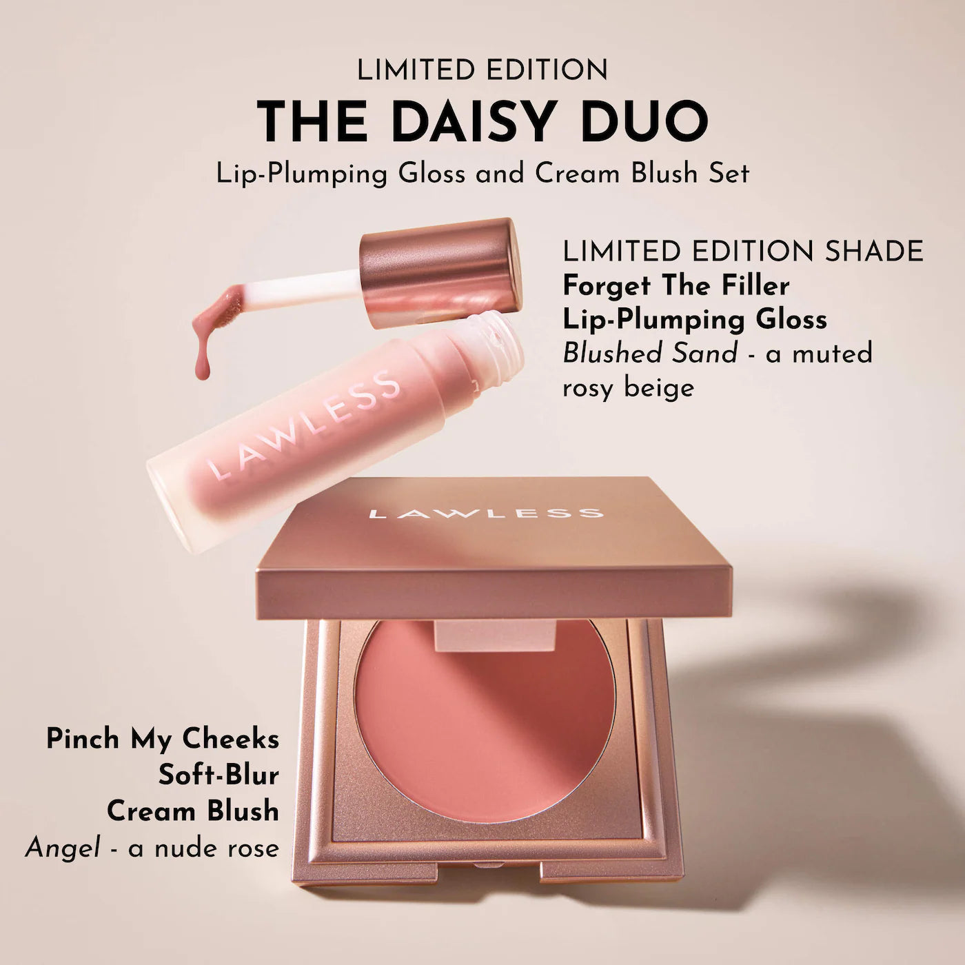 LAWLESS 
The Dreamy Daisy Lip-Plumping Gloss and Cream Blush Set