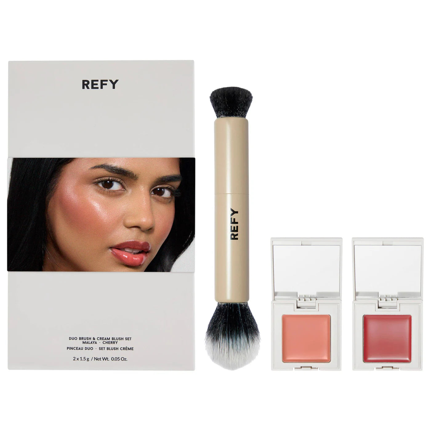 REFY 
Cream Blush Duo with Duo Face Brush Gift Set