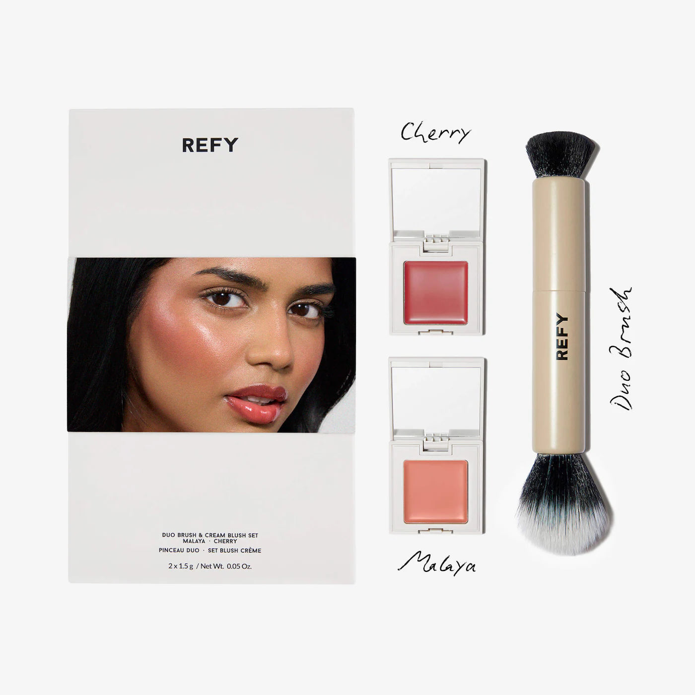 REFY 
Cream Blush Duo with Duo Face Brush Gift Set