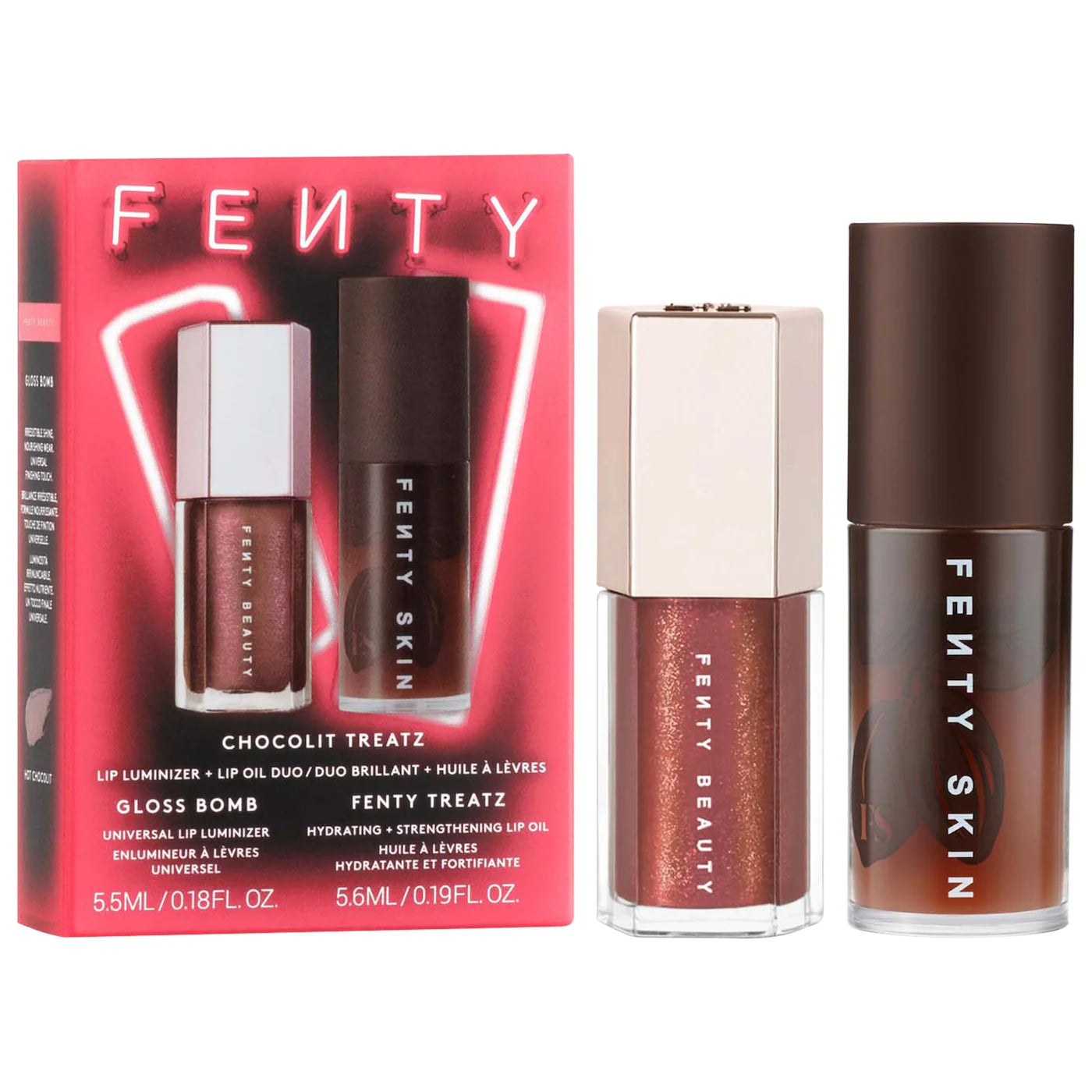 Fenty Beauty by Rihanna 
Chocolit Treatz Lip Luminizer + Lip Oil Duo