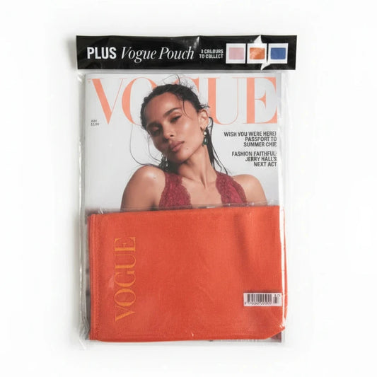 British Vogue Magazine July 2026 Zoë Kravitz Cover + Orange Vogue Pouch